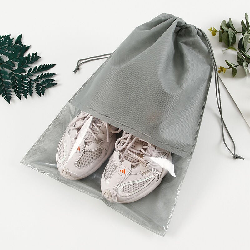 foto del prodotto linjou grigio borsa per scarpe da viaggio da 10 pezzi, grande borsa portascarpe impermeabile e antipolvere, con finestra trasparente, per viaggi e