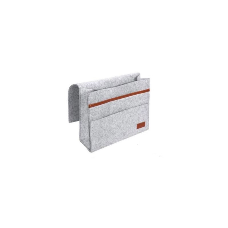 foto del prodotto linjou grigio chiaro borsa da comodino, organizer per letto, tasche grigio scuro, organizer da appendere per tablet, libri, fazzoletti, bottiglie,