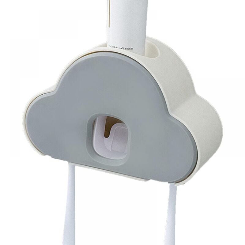 foto del prodotto linjou - in 1 spremi-dentifricio automatico porta spazzolino da denti dispenser di dentifricio a parete per bambini e famiglia porta-dentifricio da bagno - 1 pz