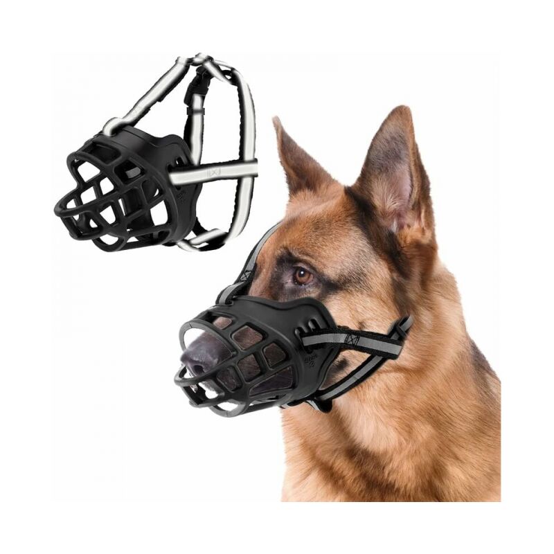 foto del prodotto linjou m per cani, fascia per cani con rete traspirante e nylon resistente, previene meglio i morsi, cani di taglia media e grande
