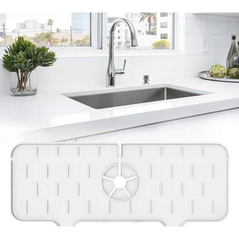 foto del prodotto linjou maniglie in silicone per rubinetti, vaschetta per lavello, paraspruzzi per cucina e bagno, tappetini per lavello, tappetini per asciugare le