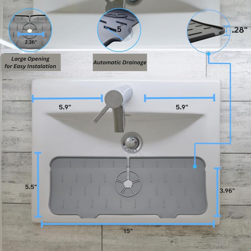 foto del prodotto linjou maniglie per rubinetti in silicone, vaschette per spruzzi per lavelli, copri spruzzi per cucina e bagno, tappetini per lavelli, tappetini
