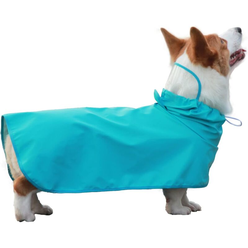 foto del prodotto linjou maschera facciale trasparente impermeabile con cappuccio per cani di piccola, media e grande taglia, blu xl