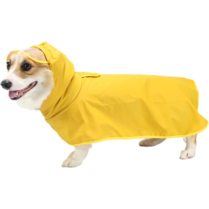 foto del prodotto linjou maschera facciale trasparente impermeabile con cappuccio per cani di piccola, media e grande taglia, giallo xl