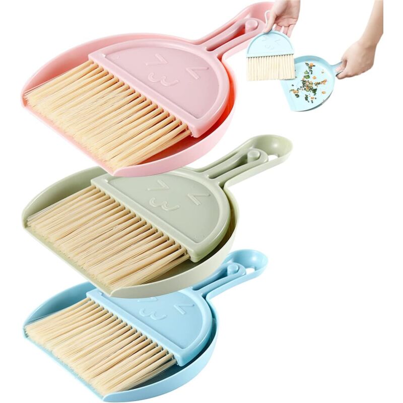 foto del prodotto linjou mini scopa per spazzatura da 3 pezzi, scopa per spazzatura piccola, set di spazzole da scrivania portatile con scopa a setole morbide,