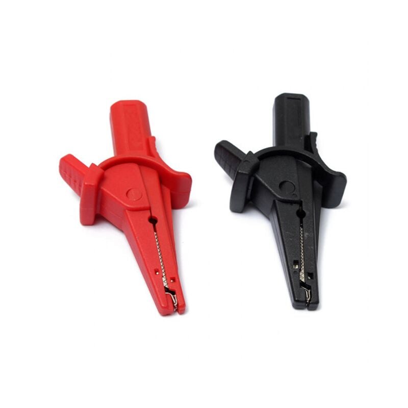 foto del prodotto linjou morsetto a coccodrillo, 10a, nero, rosso,clip a coccodrillo per multimetro clip di prova dell isolamento della corrente