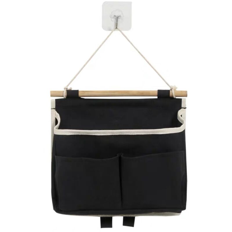 foto del prodotto linjou nero 1 borsa portaoggetti sospesa, borsa portaoggetti montata a parete, portaoggetti sospesa, 3 scomparti con, borsa portaoggetti sospesa a