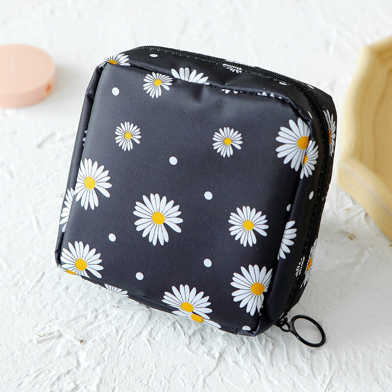 foto del prodotto linjou nero borsa porta assorbenti tipo margherita borsa per la spesa portatile a forma di simpatico cartone animato di grande capacit 