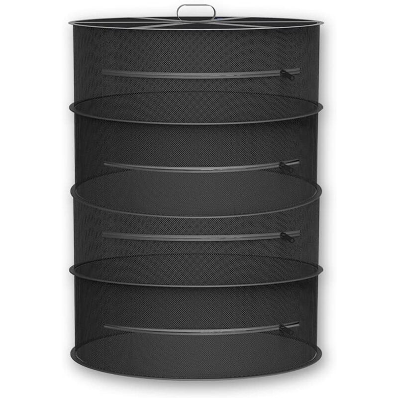 foto del prodotto linjou nero essiccatore per erbe a 4 strati, rete per asciugare sospesa da 60 cm, rete per asciugare pieghevole per piante idroponiche, pesci,