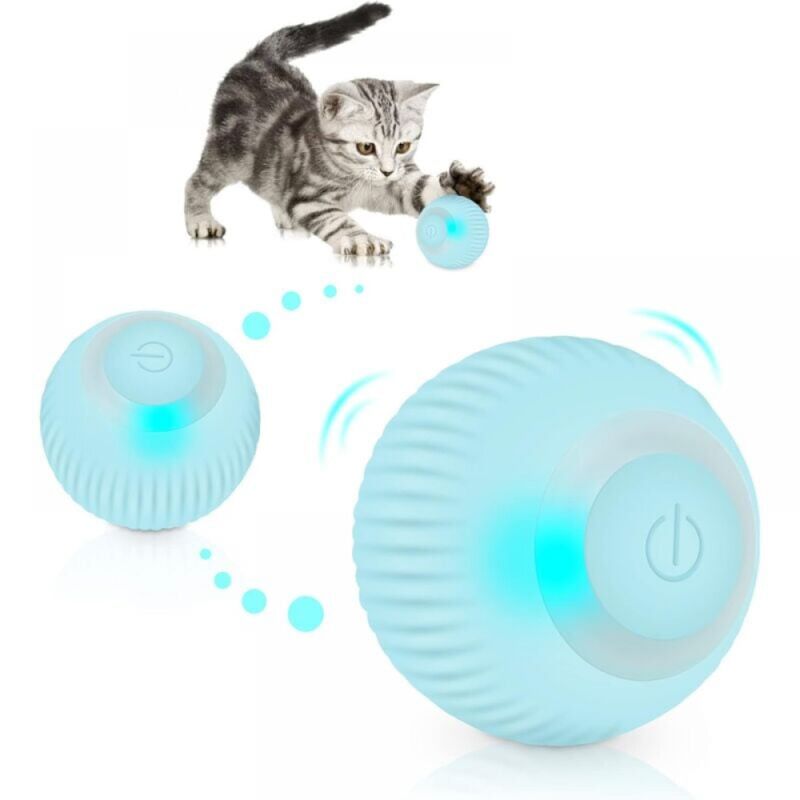 foto del prodotto linjou palla giocattolo per gatti, palla giocattolo elettrica per gatti, smart photo, ricaricabile tramite usb, con rotazione a 360 gradi.