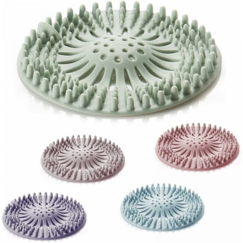 foto del prodotto linjou pezzi copriscarico doccia, filtro per cattura capelli in silicone per doccia, tappo per cattura capelli con ventosa per cucina e bagno
