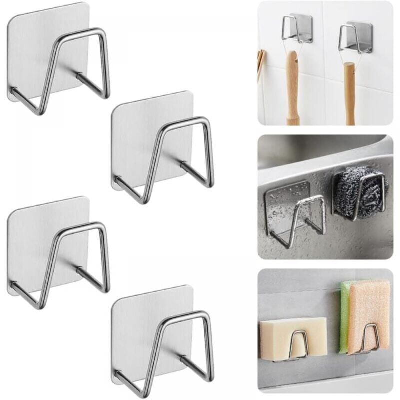 foto del prodotto linjou pezzi porta spugna autoadesivo in acciaio inox 5 5 3,2 cm porta spugna per lavello da cucina gancio adesivo adesivo nero porta spugna per