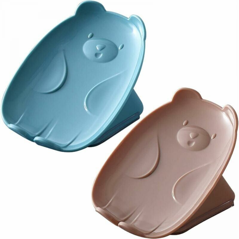 foto del prodotto linjou pezzi portasapone, scatola di sapone in plastica con scarico per bagno, cucina, portasapone per doccia facile da pulire blu marrone 