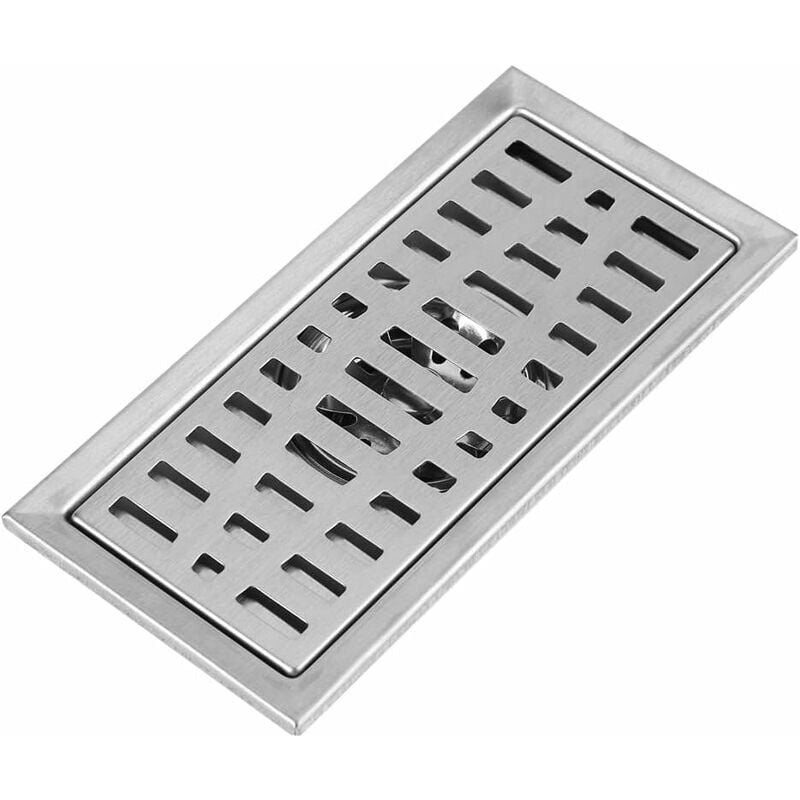 foto del prodotto linjou piletta di scarico con coperchio rimovibile, lavello rettangolare 200 x 100 mm, scarico doccia in acciaio inox, sifone a griglia per bagno