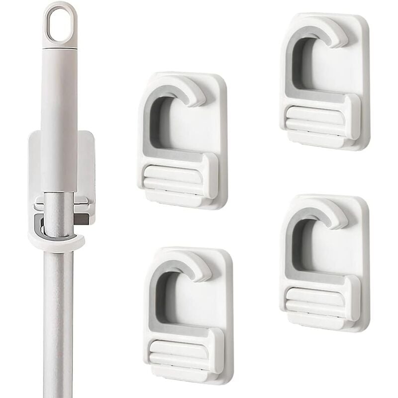 foto del prodotto linjou porta scopa a muro confezione da 4, porta scopa a muro autoadesivo, porta scopa, porta scopa, porta scopa autoadesivo per cucina, garage,