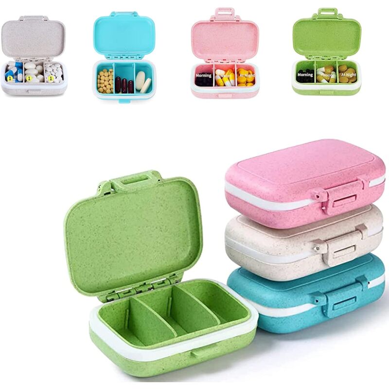 foto del prodotto linjou portapillole piccolo da 4 pezzi con 3 scomparti, portapillole portatile, portapillole a prova di umidit , contenitore per compresse con