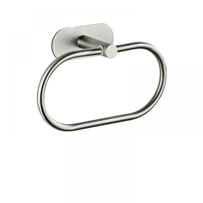 foto del prodotto linjou portasciugamani ad anello senza foratura argento , portasciugamani rotondo, portasciugamani cromato in acciaio inossidabile 304 in stile