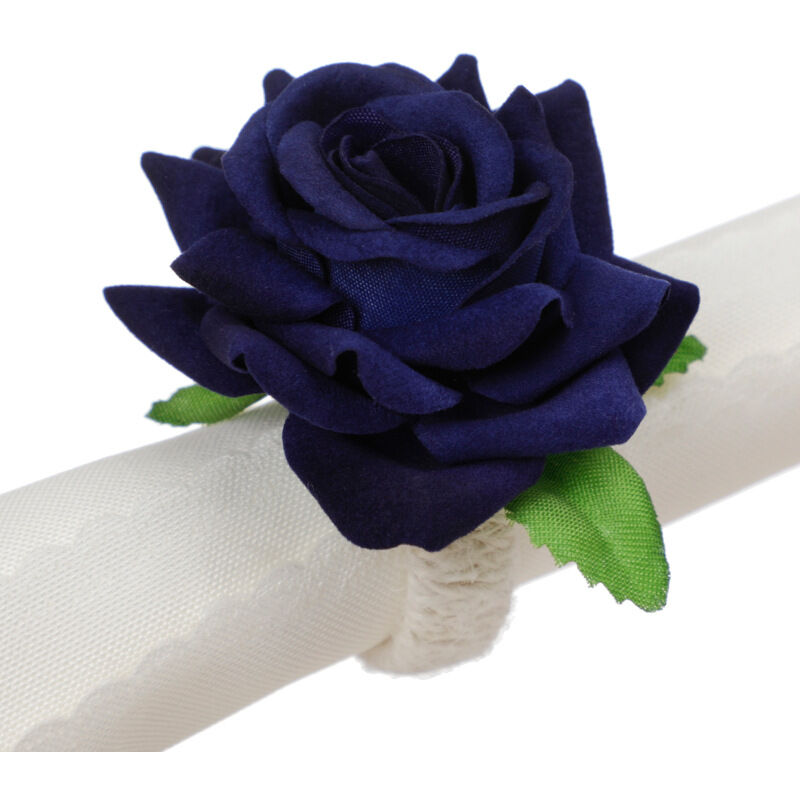 foto del prodotto linjou portatovaglioli in fiori artificiali blu , 6 pezzi, decorazione per ricevimenti di nozze, natale, pasqua, cene, ecc.