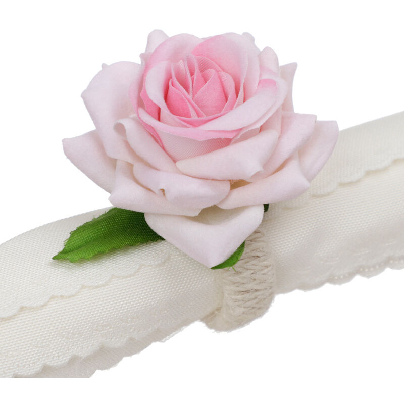foto del prodotto linjou portatovaglioli in fiori artificiali rosa , 6 pezzi, decorazione per ricevimenti di nozze, natale, pasqua, cene, ecc.