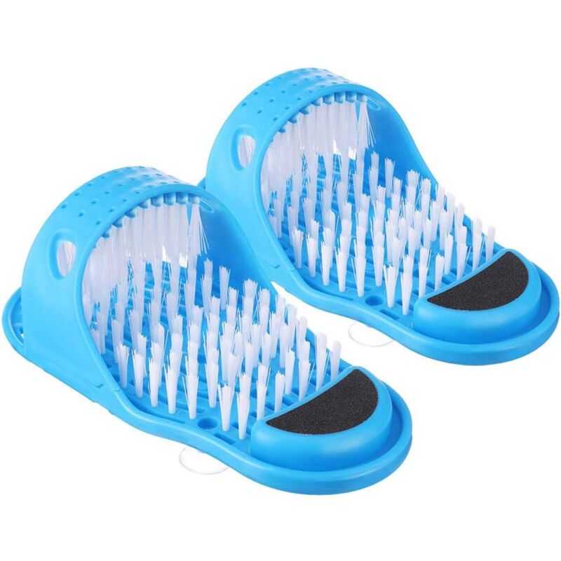foto del prodotto linjou pulitore piedi doccia, giorno e 2 pezzi doccia spazzola piedi bagno massaggiatore pantofolaio con ventose antiscivolo per spa massaggio