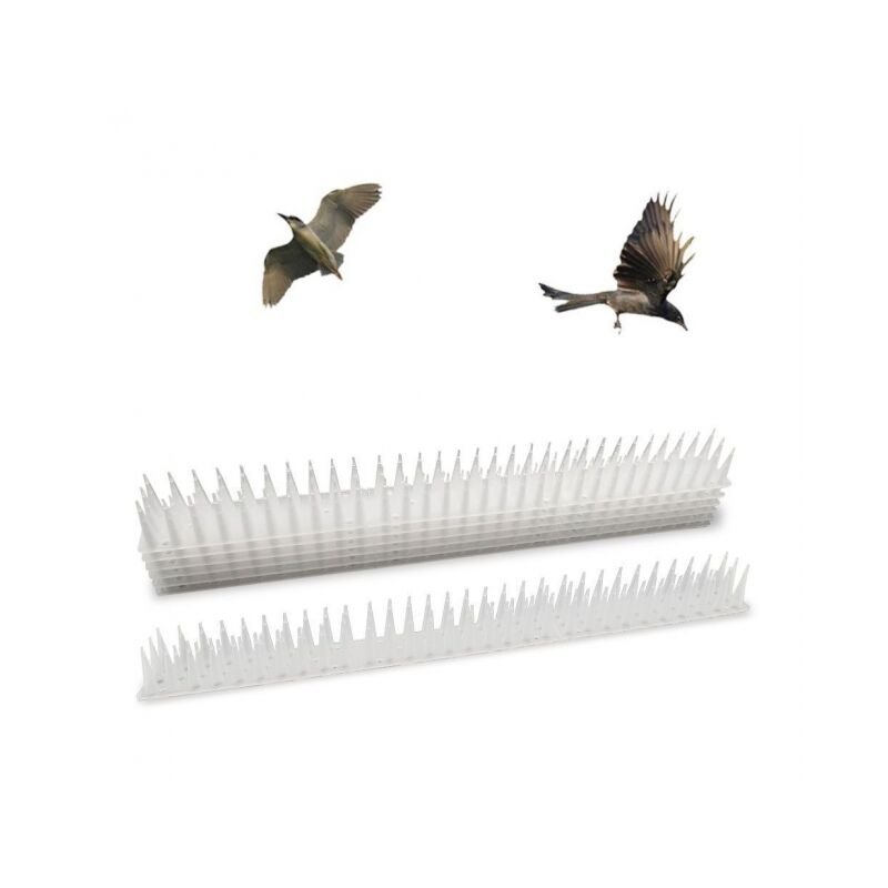 foto del prodotto linjou punte anti piccioni repellente per uccelli con punte extra alte per balconi, recinzioni e tetti confezione da 12 bianco 