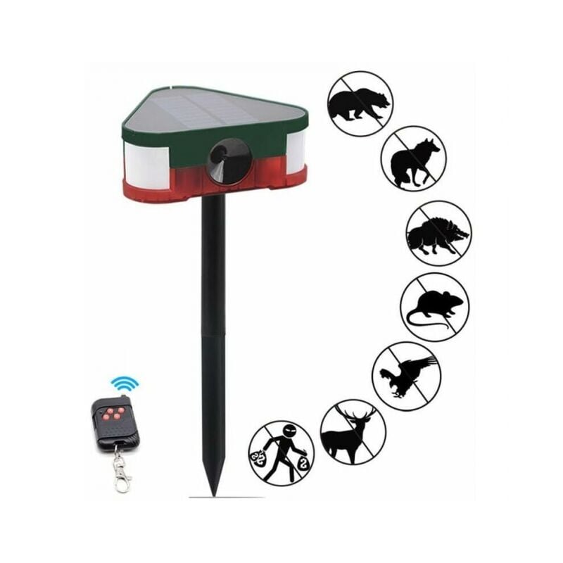 foto del prodotto linjou repellente per topi solare repellente per animali ad ultrasuoni respinge cinghiale mouse flash luce di allarme con telecomando