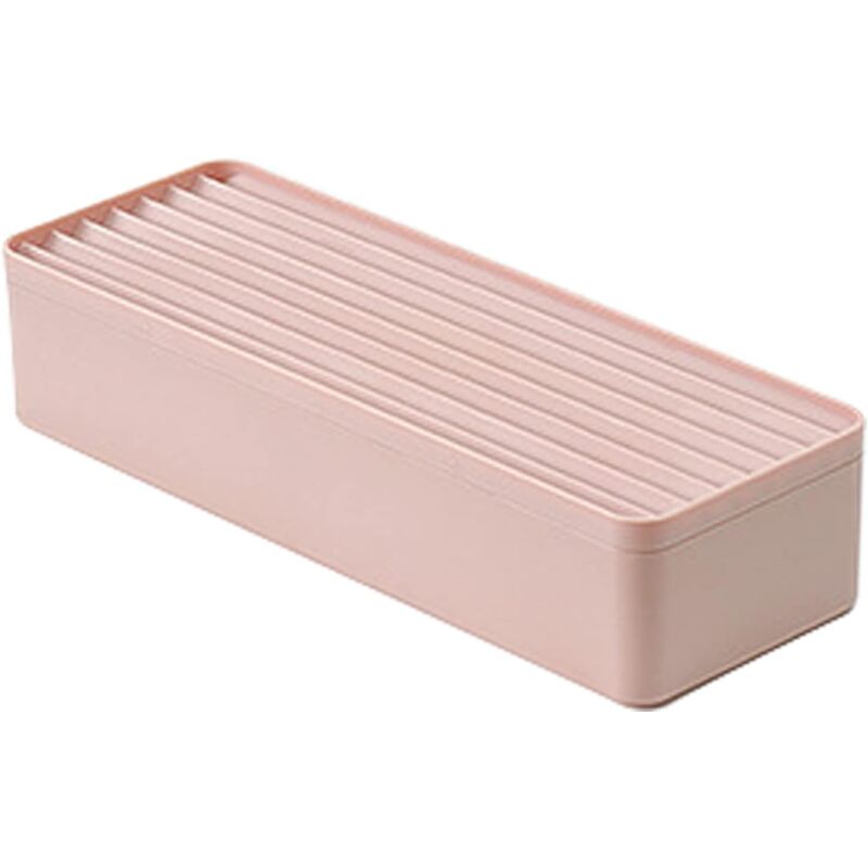 foto del prodotto linjou rosa 1 scatola portaoggetti in plastica per cavi dati per auricolari, scatola portaoggetti per cancelleria per ufficio con coperchio,