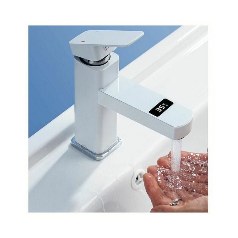 foto del prodotto linjou rubinetto per lavabo monocomando rubinetto per bagno in ottone puro neoperl gorgogliatore miscelatore per lavabo da bagno colore bianco