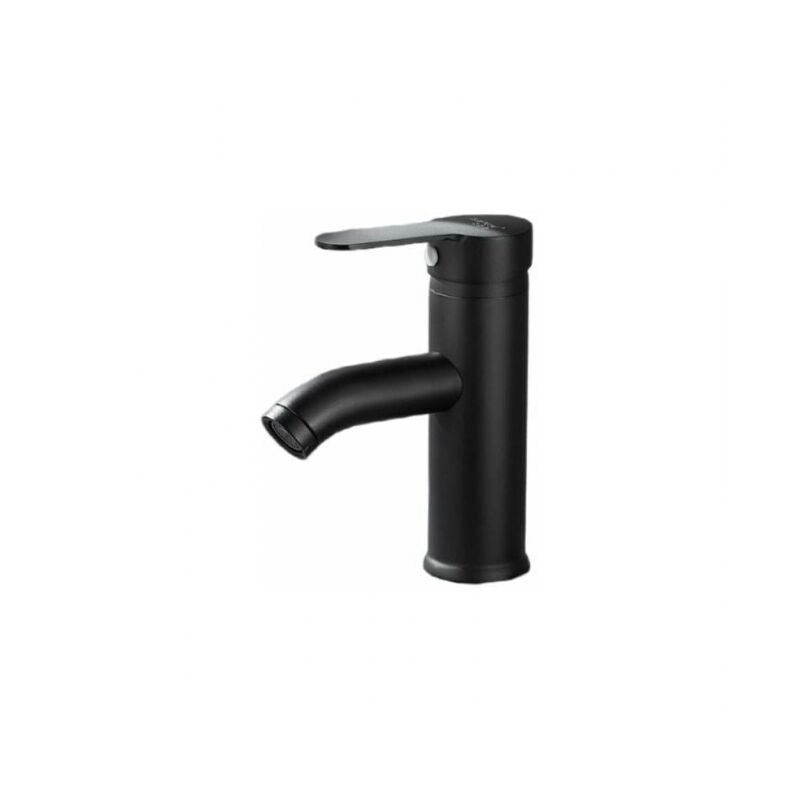 foto del prodotto linjou rubinetto per lavabo nero opaco miscelatore acqua calda fredda nero rubinetto rotondo in acciaio inox