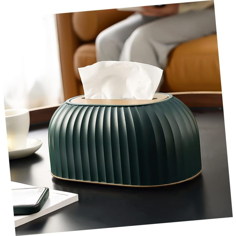 foto del prodotto linjou scatola per fazzoletti ufficio casa soggiorno sala da pranzo organizzatore per fazzoletti con molla, verde