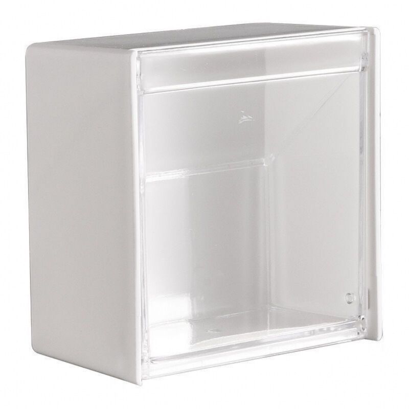 foto del prodotto linjou scatola portaoggetti a parete custodia antipolvere organizer per bastoncini di cotone custodia trasparente per trucchi, bagno domestico