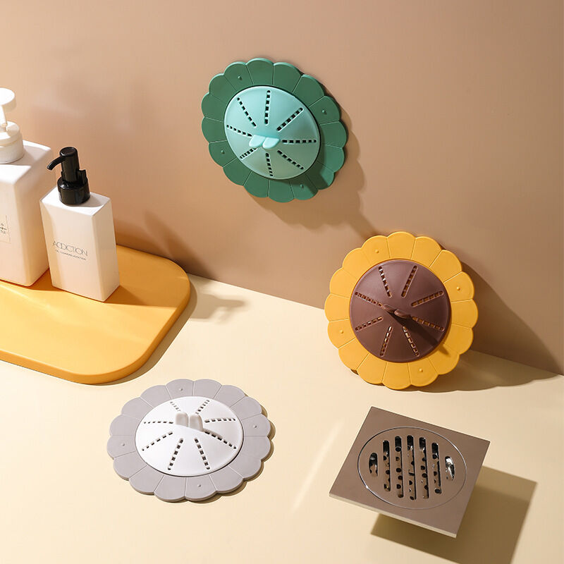 foto del prodotto linjou set da 3 pezzi di fermagli per capelli in silicone, protezione di scarico in silicone, copertura di scarico, doccia, vasca, bagno, cucina,