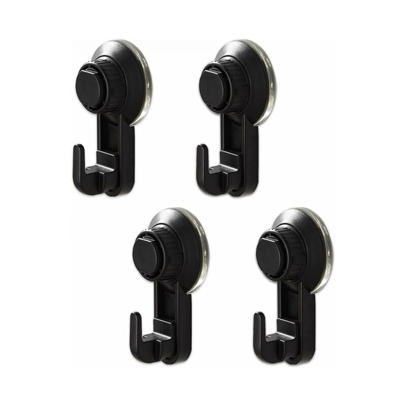 foto del prodotto linjou set di 4 ganci a ventosa, potente gancio a ventosa senza foratura, ganci riutilizzabili per cucina e bagno impermeabili, massimo 5 kg nero 