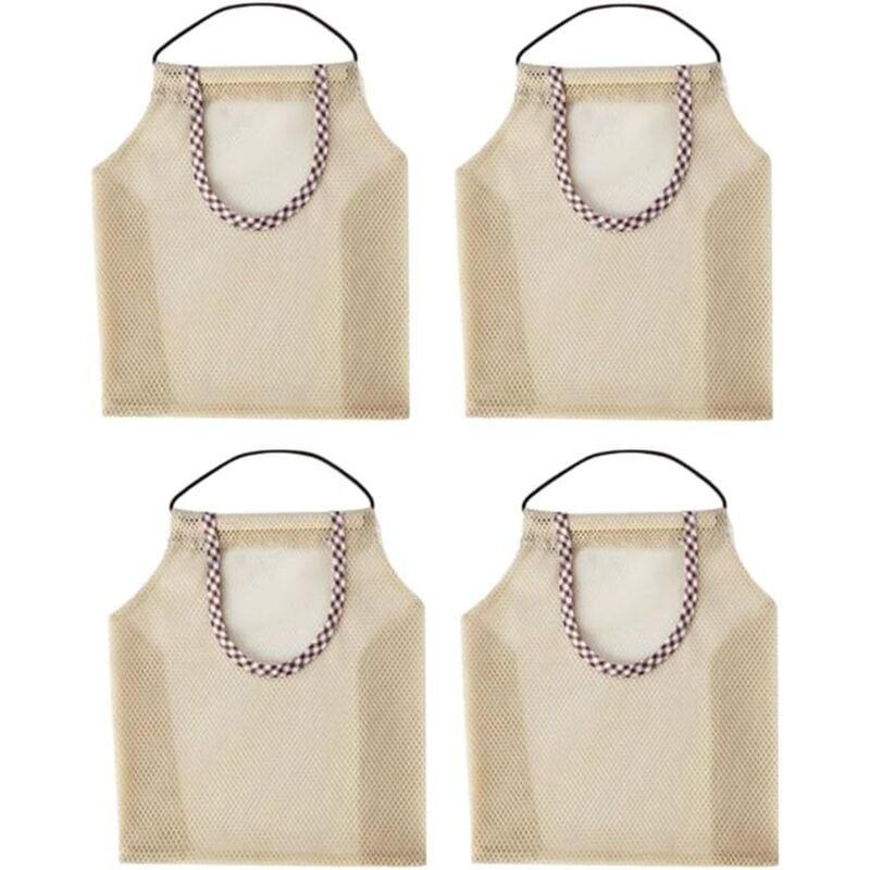 foto del prodotto linjou set di 4 sacchetti riutilizzabili per prodotti per la casa per verdure e patate biologiche beige portatile per conservare l aglio