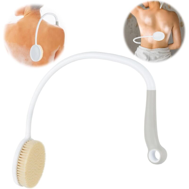 foto del prodotto linjou spazzola per la schiena con manico lungo spazzola per doccia ergonomica con setole morbide per tutte le parti del corpo