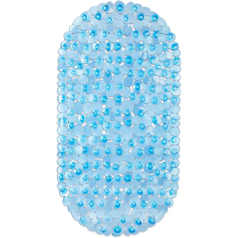 foto del prodotto linjou tappetino da bagno effetto roccia 66 x 36 cm lavabile supporto da bagno antiscivolo ventosa blu