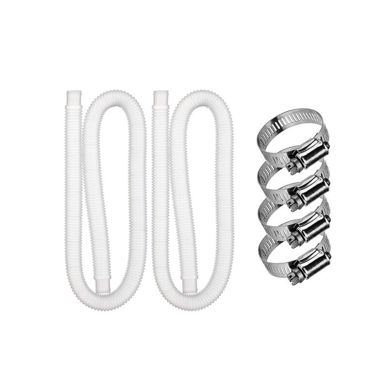 foto del prodotto linjou tubo di ricambio per piscina fuori terra 2 tubi per pompa con filtro morbido con 4 fascette metalliche diametro 32mm, lunghezza 1,5 m 