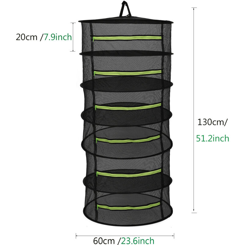 foto del prodotto linjou verde essiccatore per erbe a 6 strati, rete per asciugare sospesa da 60 cm, rete per asciugare pieghevole per piante idroponiche, pesci,