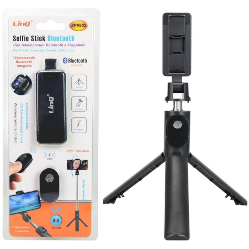 foto del prodotto linq asta supporto selfie stick jack autoscatto allungabile bastone bluetooth zp9902 