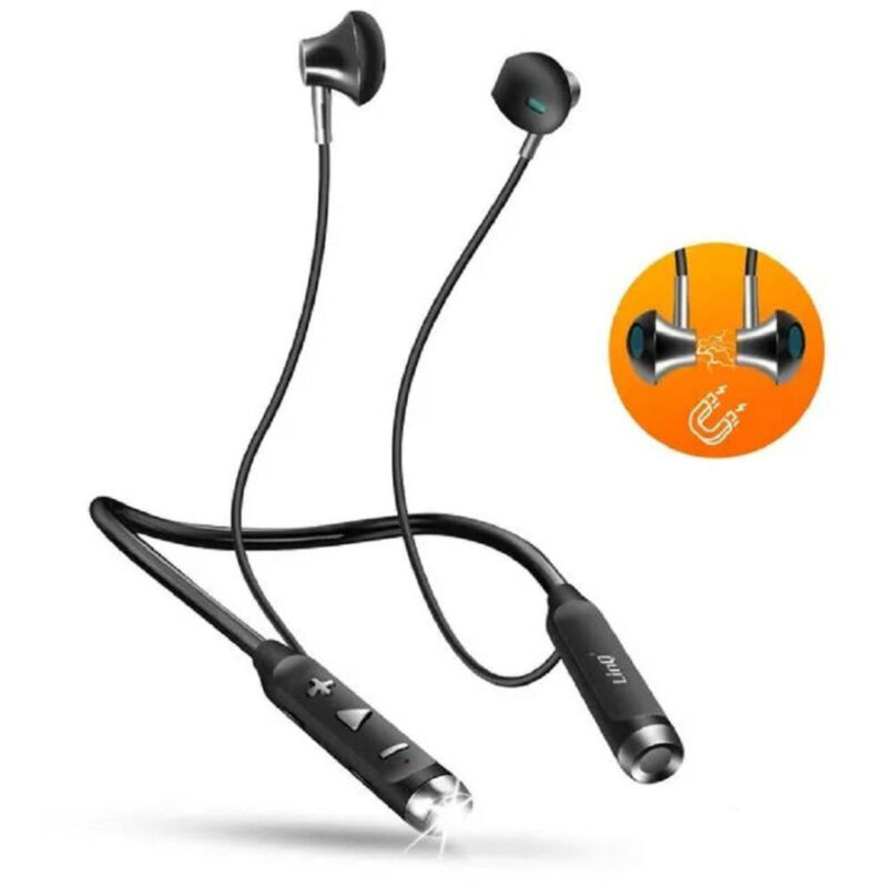 foto del prodotto linq auricolari cuffie magnetici bluetooth a collo con torcia led sport smartphone s800 