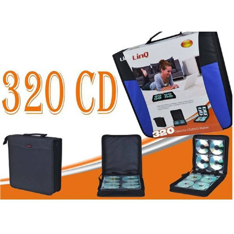 foto del prodotto linq - borsa porta cd 320 posti raccoglitore custodie cd dvd valigetta a cerniera cd320p -