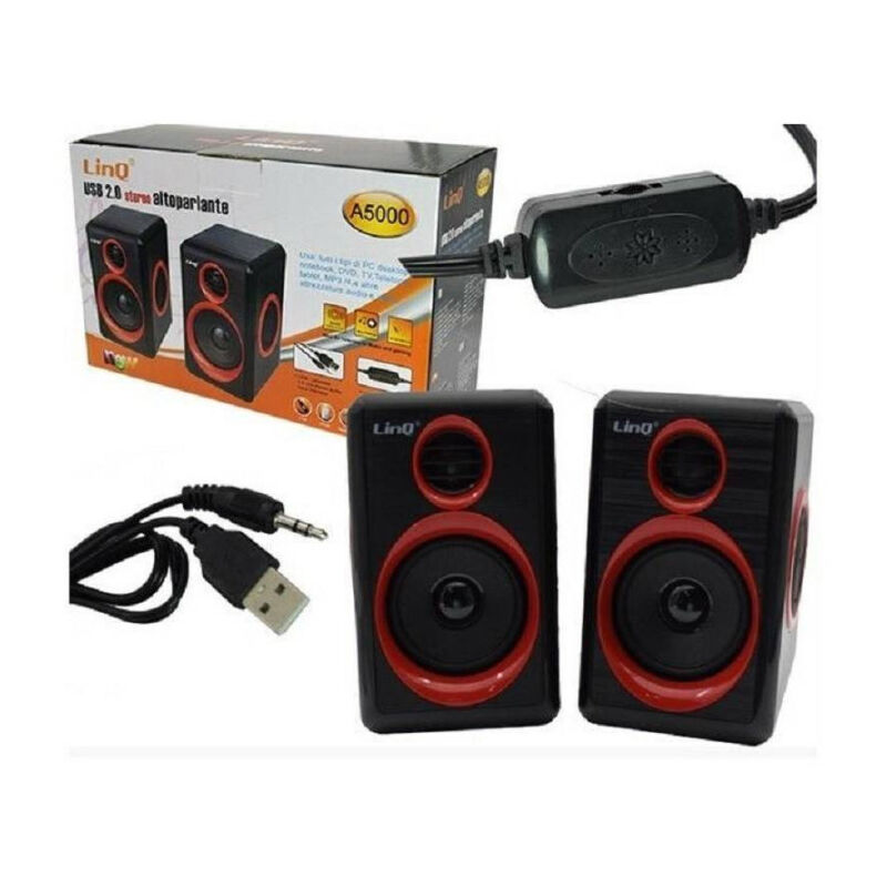 foto del prodotto linq casse altoparlanti stereo usb 2.0 pc dvd tv mp3 tablet linq a5000 
