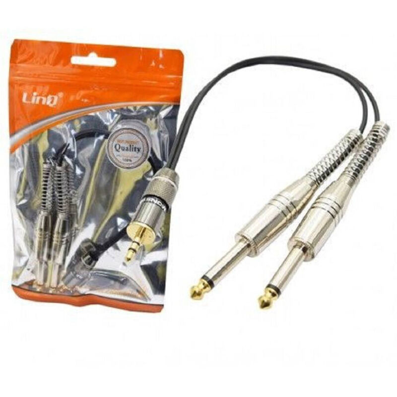 foto del prodotto linq cavo adattatore audio da jack 3,5mm maschio a 2 jack 6,35mm maschio 30cm kl 9244 