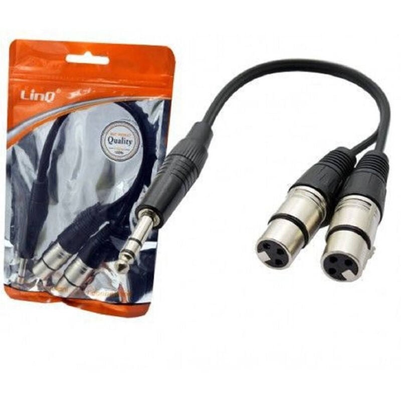foto del prodotto linq cavo adattatore audio jack 6,35mm maschio stereo a 2 xlr femmina microfono kl 9239 
