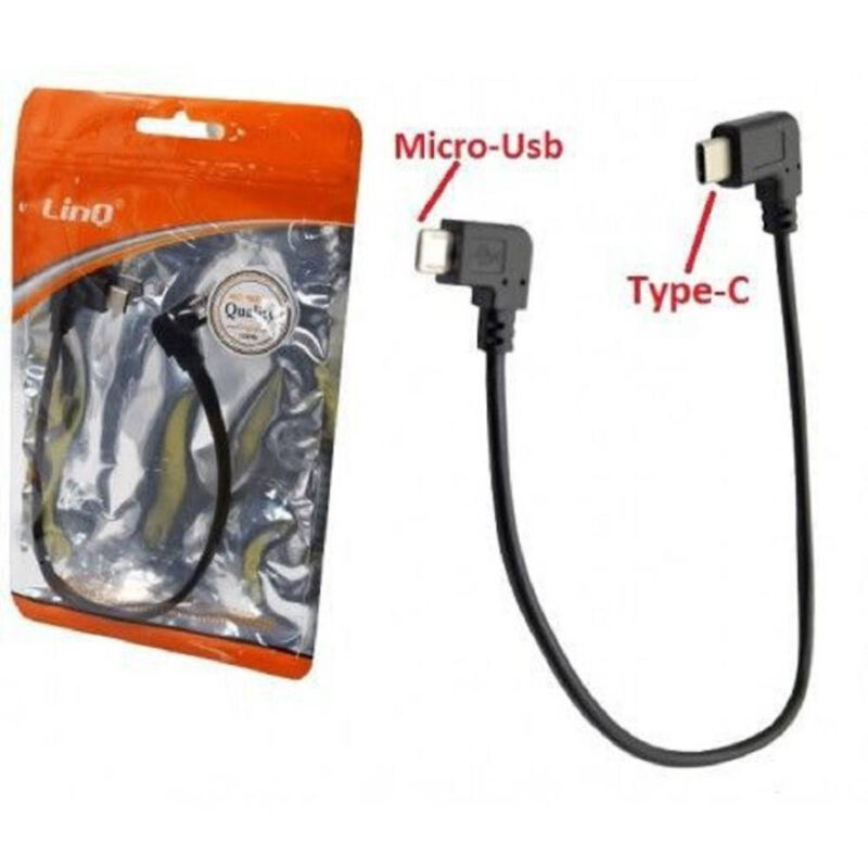 foto del prodotto linq cavo adattatore da micro usb maschio a type c maschio angolare cellulare kl 9238 