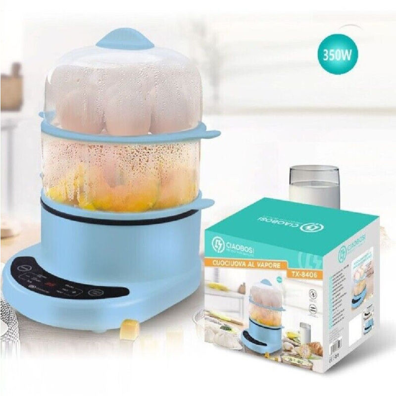 foto del prodotto linq cuoci uova al vapore bollitore elettrico 350 watt cuociuova 24x21x16.5cm tx 8406 