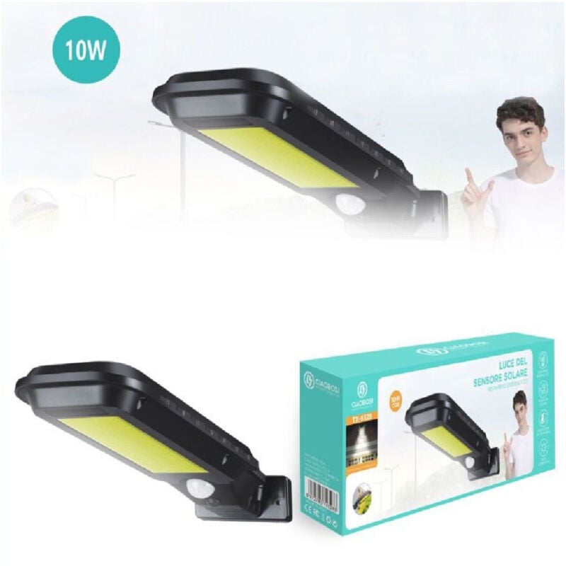 foto del prodotto linq faro lampione stradale pannello solare fotovoltaico sensore 10 watt cob tx 9328 