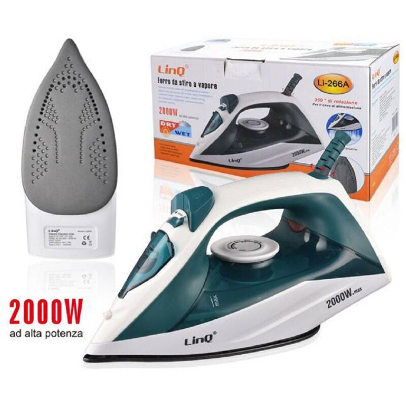 foto del prodotto linq ferro da stiro a vapore steam iron 2000w 200ml li 266a autopulente impugnatura ergonomica 