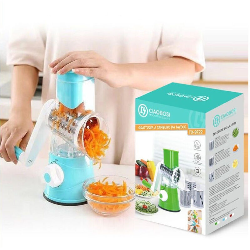 foto del prodotto linq grattugia a tamburo manuale per cucina casa da tavolo tritatutto affetta tx 9722 