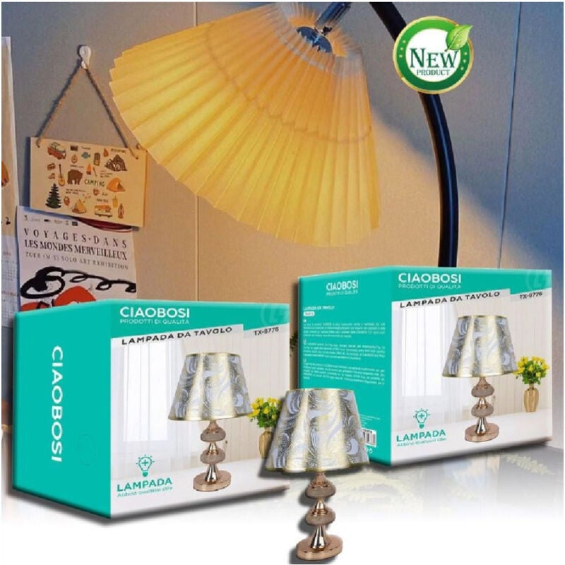 foto del prodotto linq lampada da tavolo lume abat jour comodino com arredo camera casa luce tx 9776 